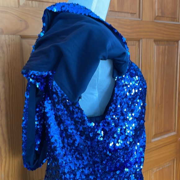 Vintage Vibe Midnight Velvet Blue Sequin Dress - Picture 8 of 10